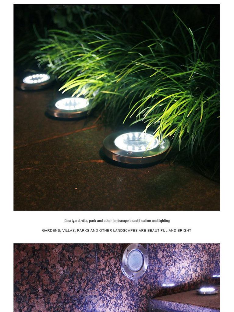 Solar LED Stainless Steel Underground Light for Outdoor Garden, Lawn, Courtyard, Rainproof.