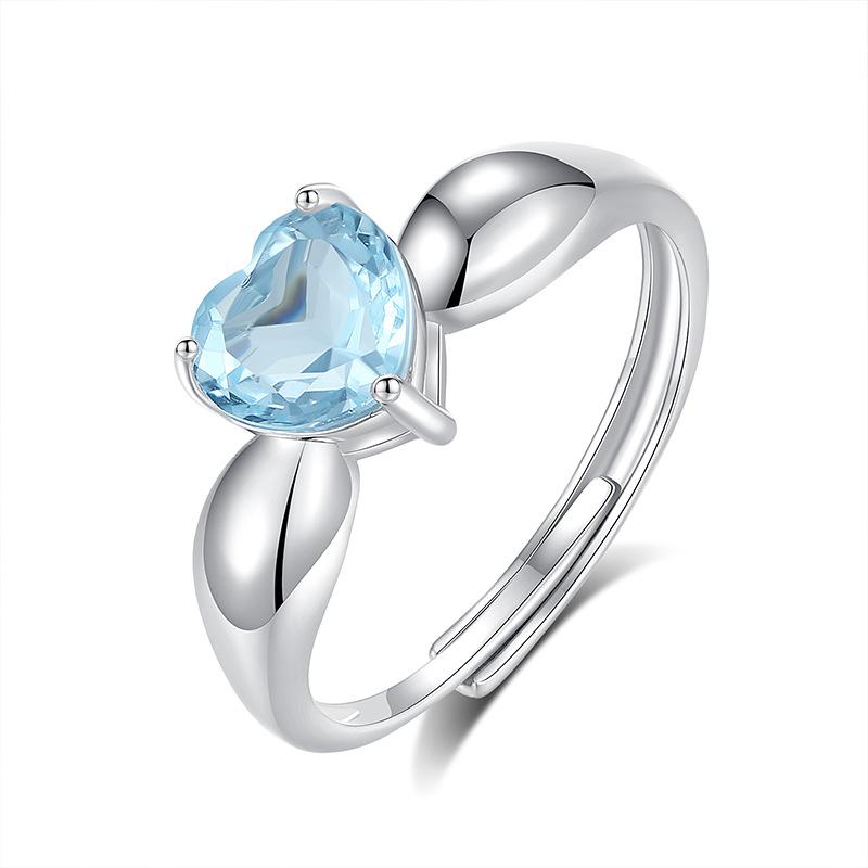 Natural Peridot Ring S925 Sterling Silver Inlaid Heart Crystal Stone 7mm Daily Women's Jewelry Gifts