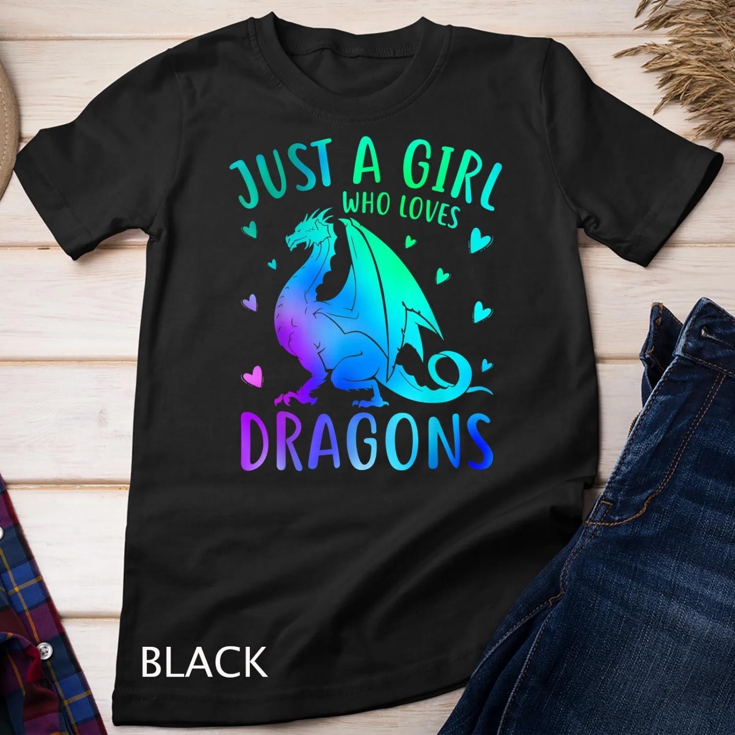 Cute Just A Girl Who Loves Dragons Women and Girls T Shirt S