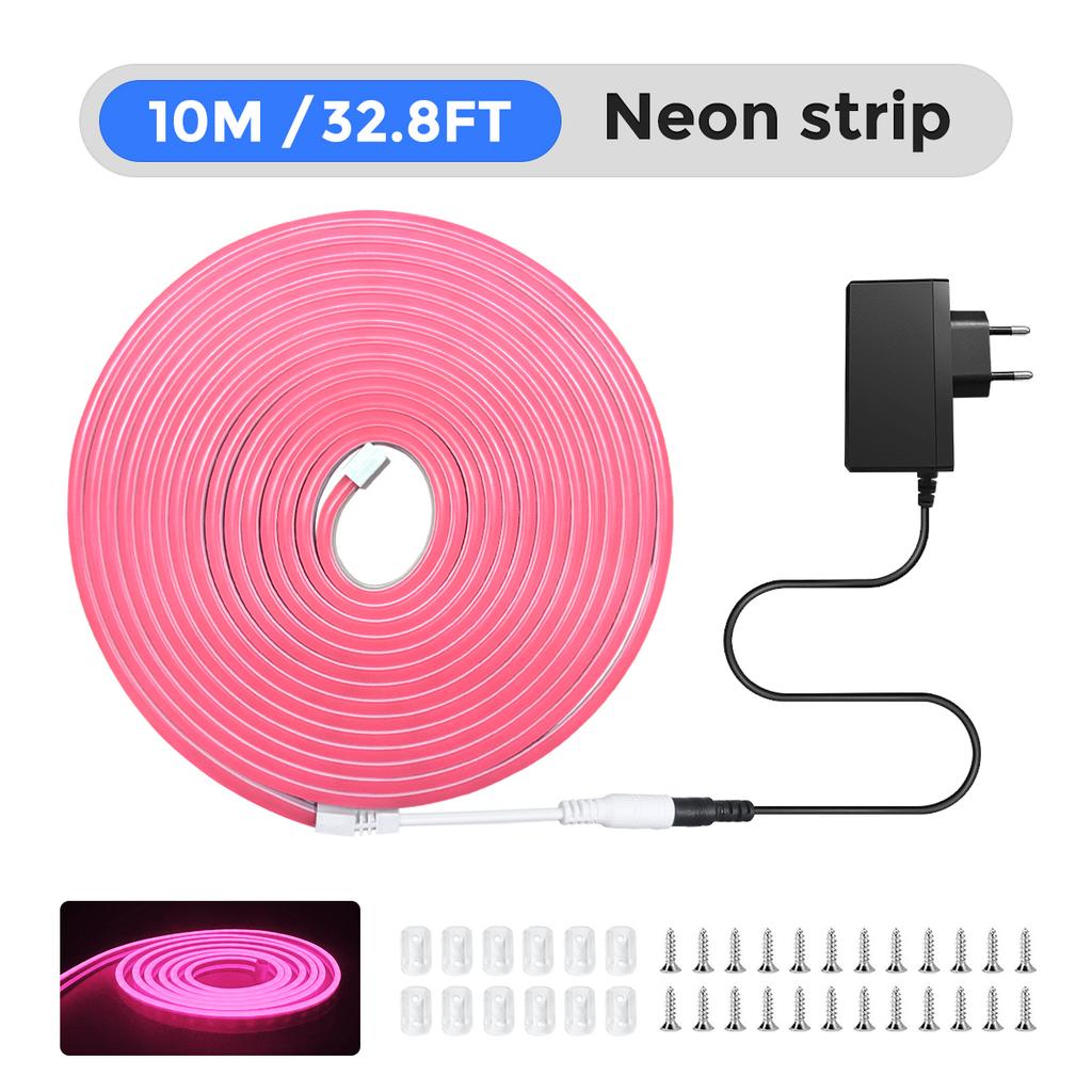 10M/32.8FT LED Neon Strip Light 24V Silicone Indoor Outdoor 120LEDs/m IP67 Waterproof Cuttable Flexible for Bar Home TV Wedding