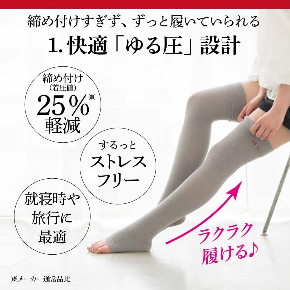Compression Medical Socks in Loose Tone Legs While One Size Fits Reduces and Product Number 73452 MICHIKO.LIFE (Navy Blue) [Made Japan] Long,