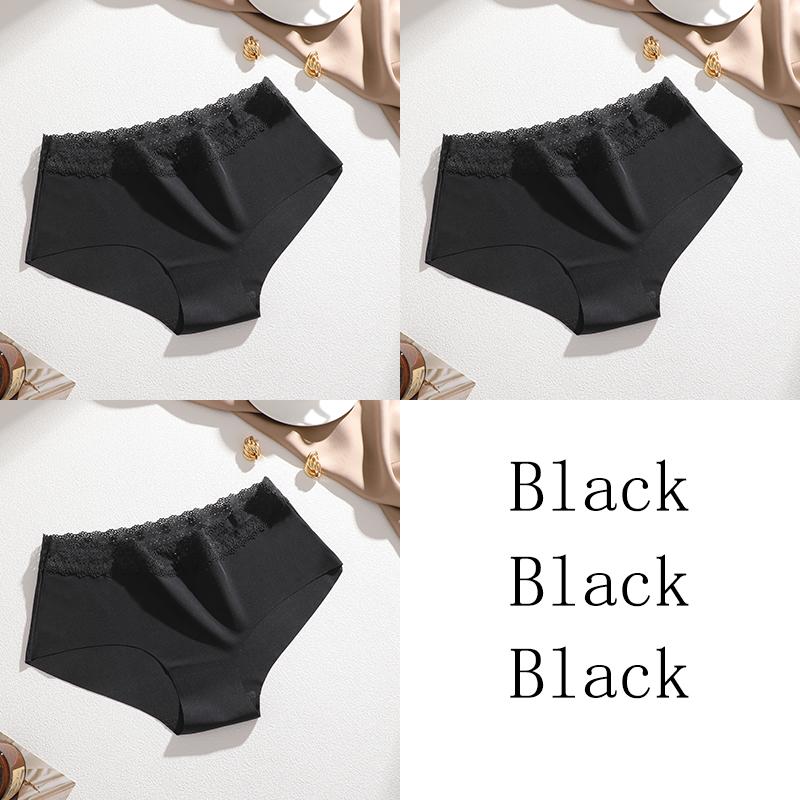 FINETOO 3Pcs Sexy Lace Panties Girl Underwears Ladies Briefs Plus Size Panty Seamless Soft Female Panties Low Waist Lingeries S