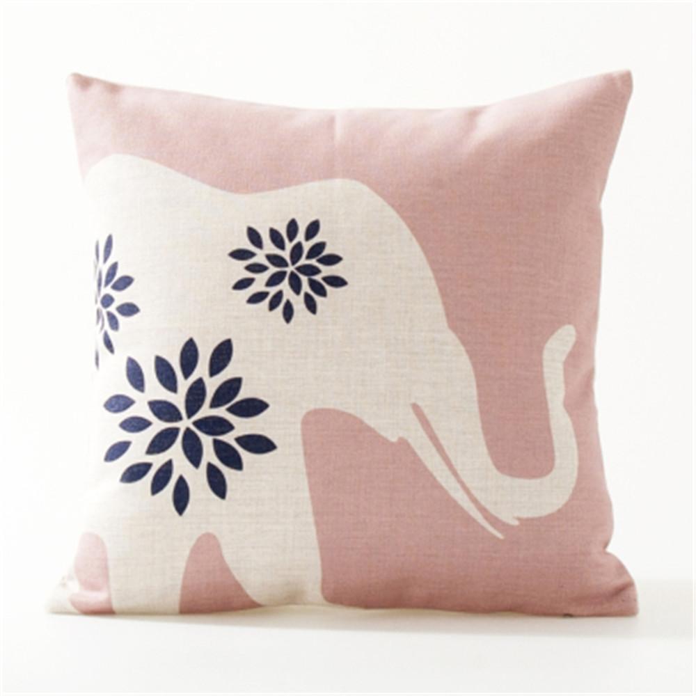 

Decorative Throw Pillow Geometry Pink Blue Geometric Elephant Cushion Cover For Sofa Home Funda Cojines 45x45cm 16x16Inch