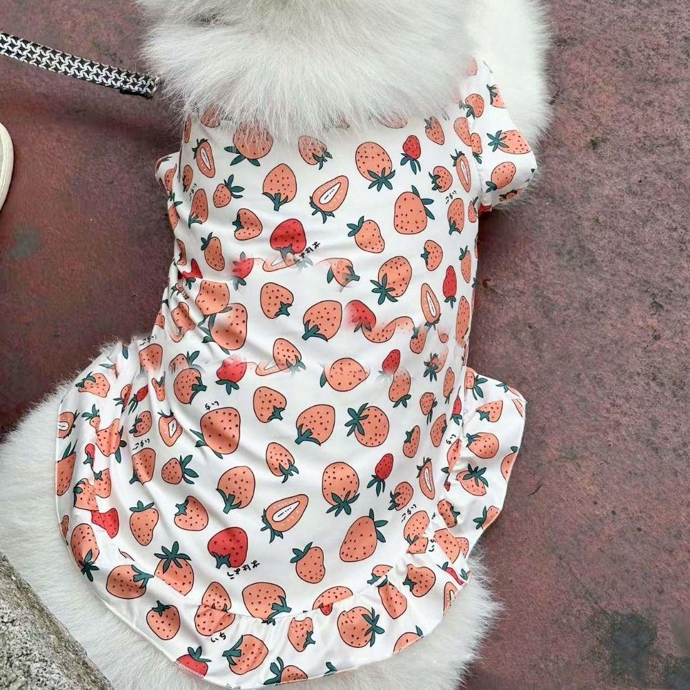 Breathable Dog Costumes Strawberry Print Puppy Cat Clothes Dog Cute Vest Top  For Dogs Puppy Cats