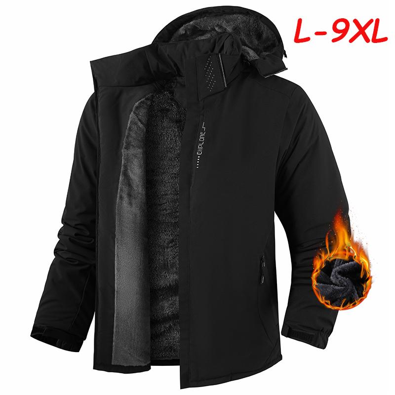 

Men Winter Fleece Jacket Men Warm Thick Windproof Jacket Coat Men Hooded Waterproof Parka Detachable Hat Coat Male M чёрный