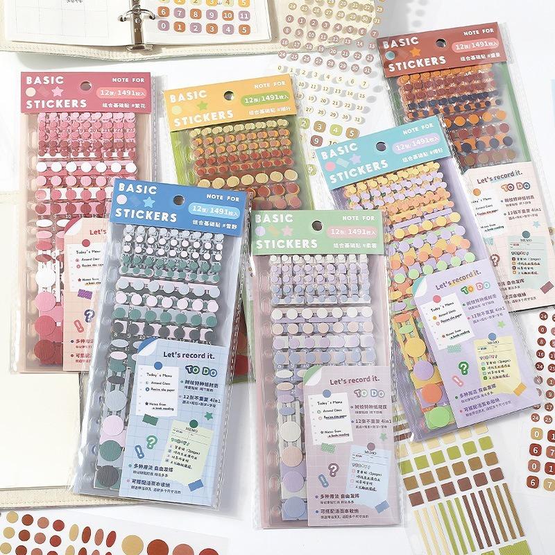 Sticker Set Colored Art Dots Marking Film Cutting Stickers Handheld Decoration DIY Materials