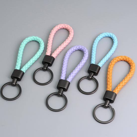 Schlüsselanhänger Lanyard Geflochtenes Seil Kunstleder Angenehmer Griff Schlüsselanhänger Aufhängeseil mit Zinklegierung Schnalle Schlüsselring