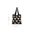 2026 New Ins Style Knitted Tote Bag with Heart Pattern Large Capacity Shoulder Bag for Women Daily Use and Shopping