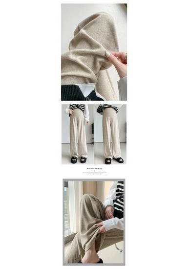 Autumn/Winter Maternity Wide-Leg Cashmere Pants: High Waist, Slimming, Straight Leg