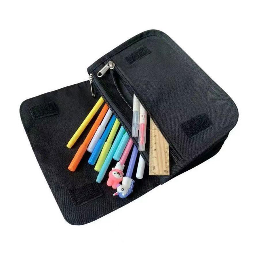 New Yellow Duck Triangle Double-layer Flip Pen Case for Boy/Girls Best Gifts 2D Flat Cartoon Pen Bag School Supplies