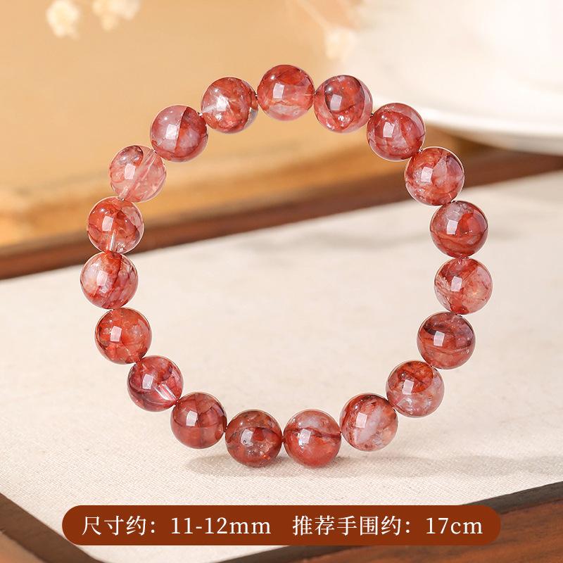 New red crystal bracelet with gradient color and ice-effect round beads, single-loop women's accessory, direct delivery