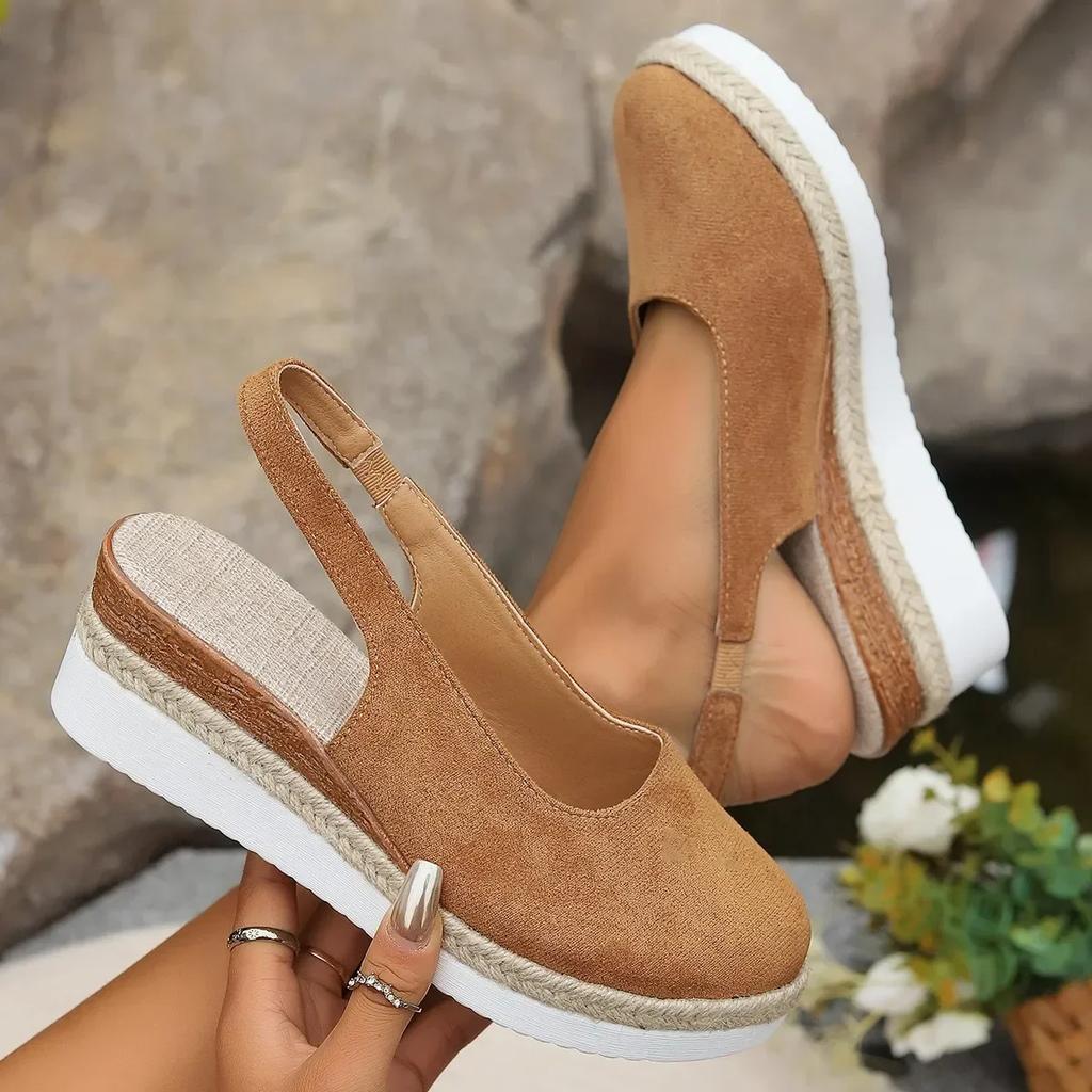 Plus Size Women's Espadrille Wedge Sandals 2024 New Summer Casual Comfortable Slip-On Closed Toe Platform Shoes Sandalias Mujer