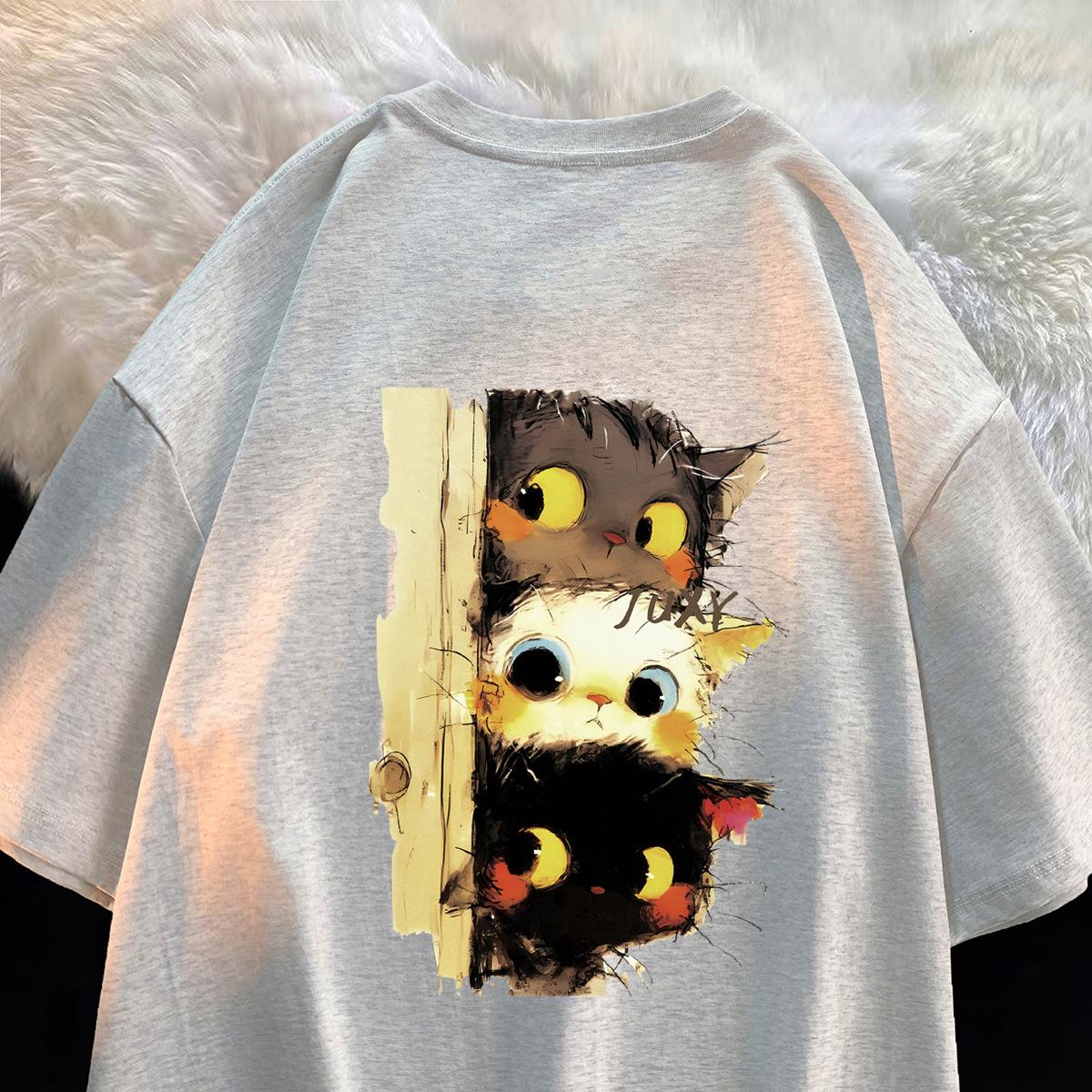 

Женская футболка из плотного хлопка в гонконгском стиле - Американский принт, Универсальная, С коротким рукавом, Модный бренд, Летняя мода. 6XL серый/белый