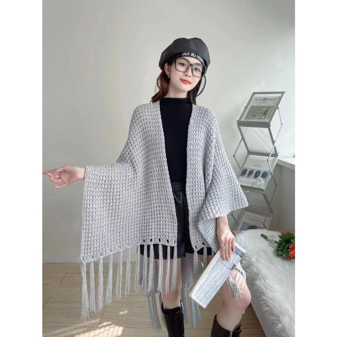

Раздельная шаль дорожная шаль шаль однотонный внешний вязаный кардиган плащ шаль для женщин One Size светло-серый