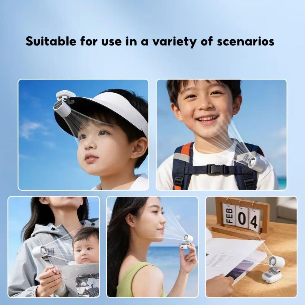 Type-C Charge Hat Clip Fan 3 Speeds Rechargeable Mini Desk Fan New Handheld Fan  Outdoor Use