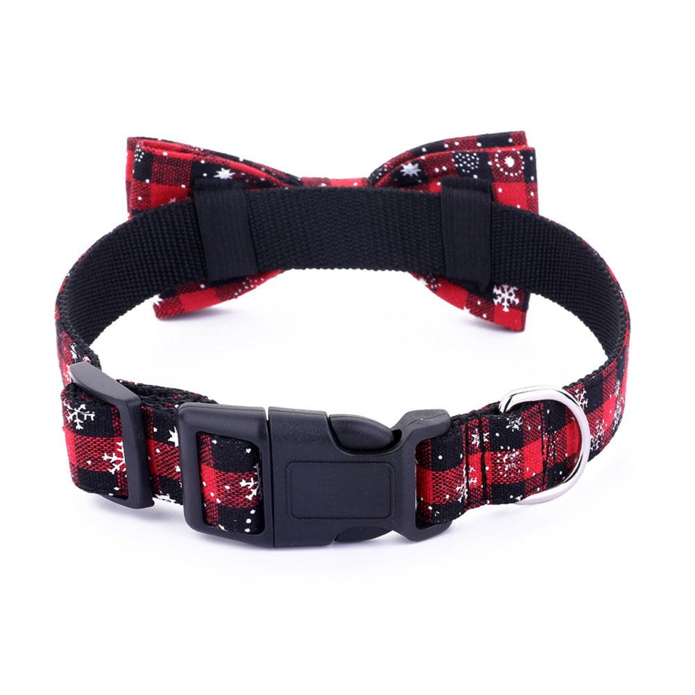 Pet Collar For Dog Cat Adjustable Nylon Christmas Pattern Printed Durable Walking Accessory Snowflake Dog Collar