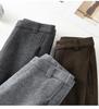 Women's 2025 High-Waist Pleated Wool Scimitar Pants: Autumn/Winter Wide-Leg, Plus Velvet, Warm, Casual, Banana Pants.
