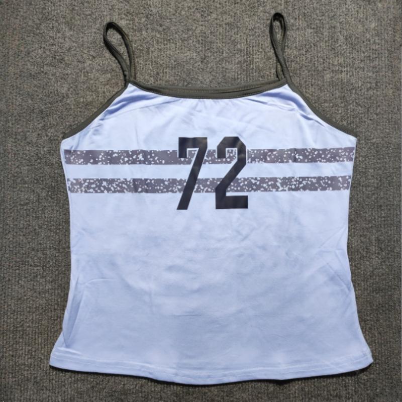 

Y2K Summer Sky Blue Letter Printed Street Sexy Strap Top S синий