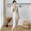 2026 Spring/Fall Women's Slim Fit Knit Dress: Over-the-Knee Hip Hugging Sweater Skirt