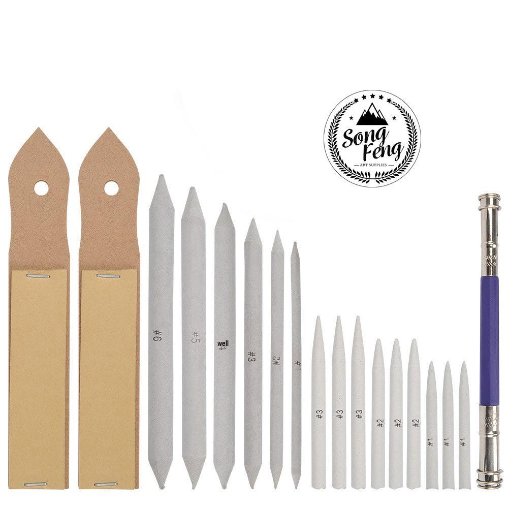 

18-Piece Sketching Set with Paper Stump, Sandpaper, and Extender for Art Students