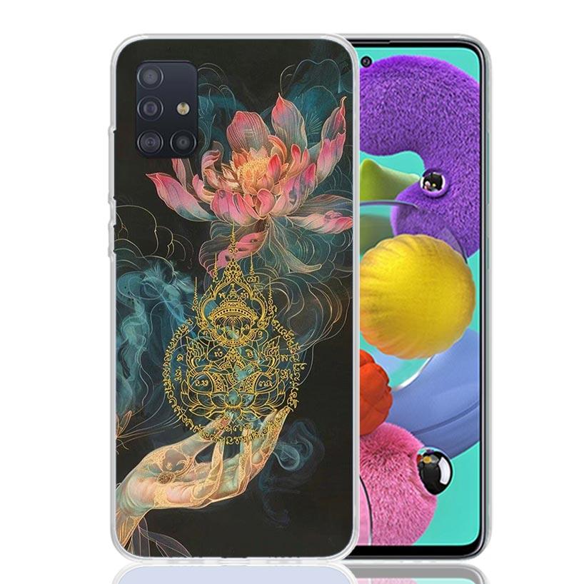 Buddhist Fire Lotus Phone Case for Samsung Galaxy A52 A51 A50S A12 A22 A32 A72 A10S A30S A31 A71 Note 20 Ultra 10 Plus S10 Galax