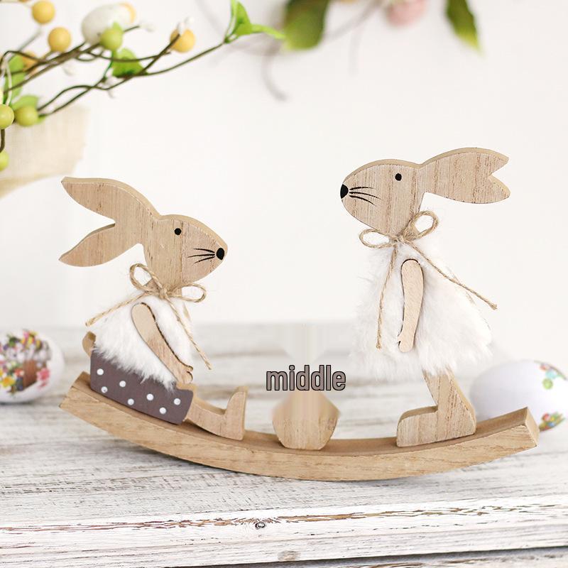 Painted Wooden Rabbit Easter Decorations for Home and Door