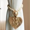 2-Pack Hand-Woven Cotton Curtain Ties With Wood Beads, Bohemian Curtain Tiebacks, No Drill, 3 Colors