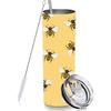 Skinny Tumbler Gift for Men Women, Cute Bee Tumbler Cup with Straw Lid 20 OZ, Stainless Steel Insulated Vacuum Slim Travel Coffee Mug