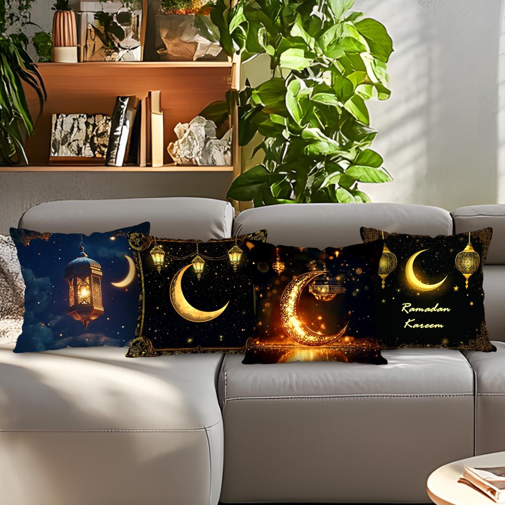 Moon Star Of Ramadan Pillowcase Printed Polyester 40/45/50Cm Throw Pillowcover Decorative Sofa Cushion Pillowslip Home Decor
