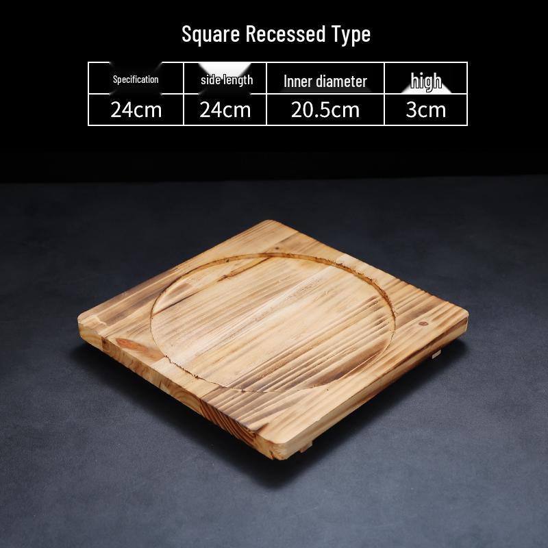 High-Temperature Resistant Fir Wood Heat Insulation Tray for Clay Pot Grilling