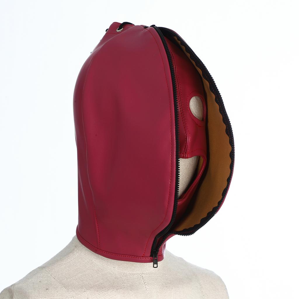 Máscara de Bondage de Cuero Ajustable para Hombres y Mujeres: Sudadera con Cremallera Completa y Capucha con Cierre de Cordones para Cosplay Gótico y Club