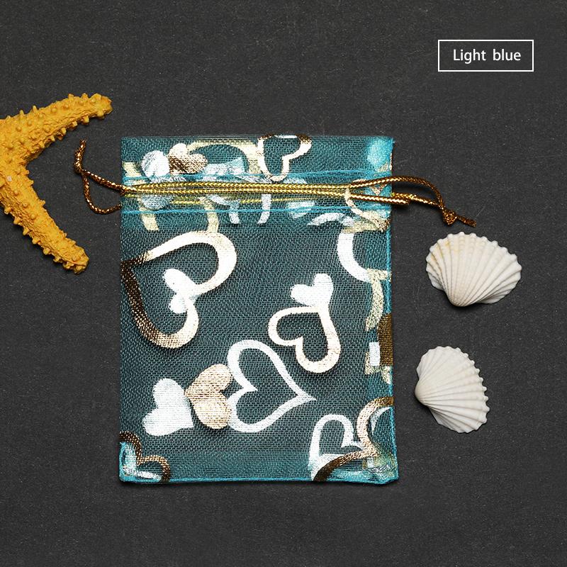 50pcs Love Heart Organza Bags Wedding Gift Christmas Bags Tulle Favor Sack Jewelry Popular Drawstring 7X9 9X12 11X16 13X18cm