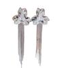 New European And American Style High End Rhinestone Flower Tassel Earrings For Women Statement Luxury Drop Earrings