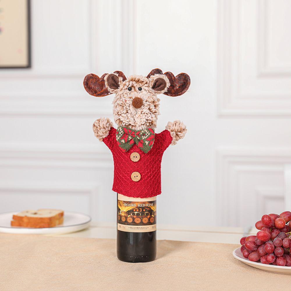Party Table Decor Xmas Gift Santa Claus Wine Bottle Cover Bottle Dress Up Christmas Ornaments