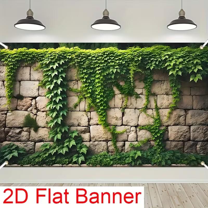 

Cozy Garden Wall Tapestry, Weathered Stone Wall with Trailing Ivy Vines Print Backdrop for Photography 47.2x31.5inch/120*80cm