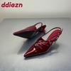 Fashion Fashion Buckle Elegant Women Medium Heels Sandals Shoes Spring Summer Pointed Toe Ladies Heeled Sandals Shoes Female Pumps