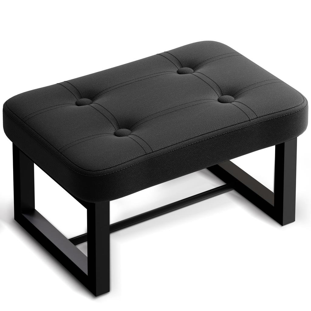 ITsst 250kg Weight Stylish PU Leather Shoe Changing Suitable for Adults and Living and Black Ottoman, Footstool, High-Resilience Leg/Footrest,