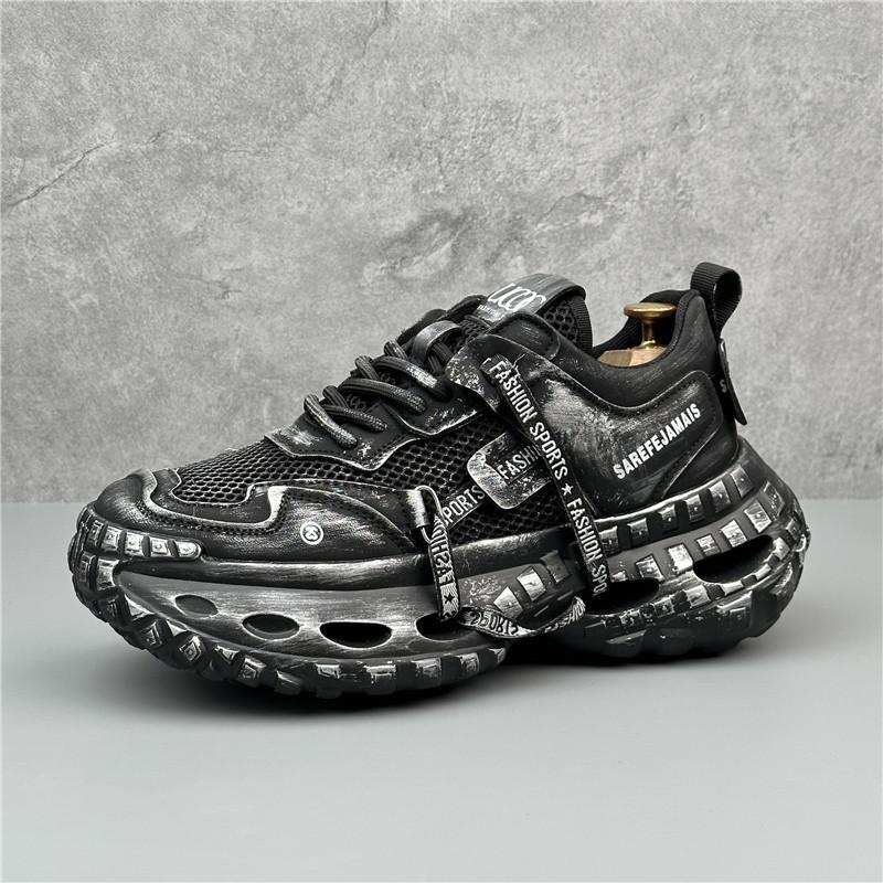 Chunky Sneaker Men Designer Tire Sole Running Shoes Fashion Casual Leather Mesh Breathable Height Increased Platform Sport Shoes