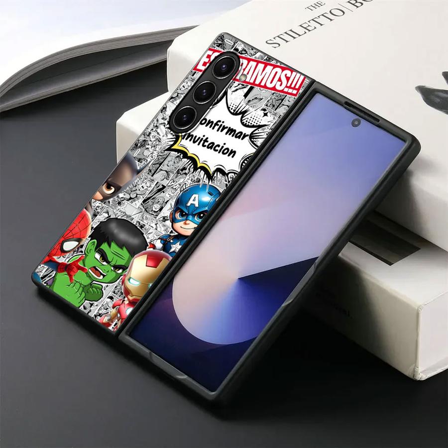 Case for Samsung Galaxy ZFold6 ZFold4 ZFold3 ZFold5 ZFold7 Z Fold 7 6 5 4 3 Back Phone Cover Marvel Cartoon Iron Man Hulk