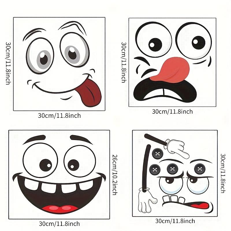 4pcs/ Set of Cartoon Funny Expressions Waterproof Toilet Paste Toilet Lid Decoration Self-paste, Fun Themed Decor