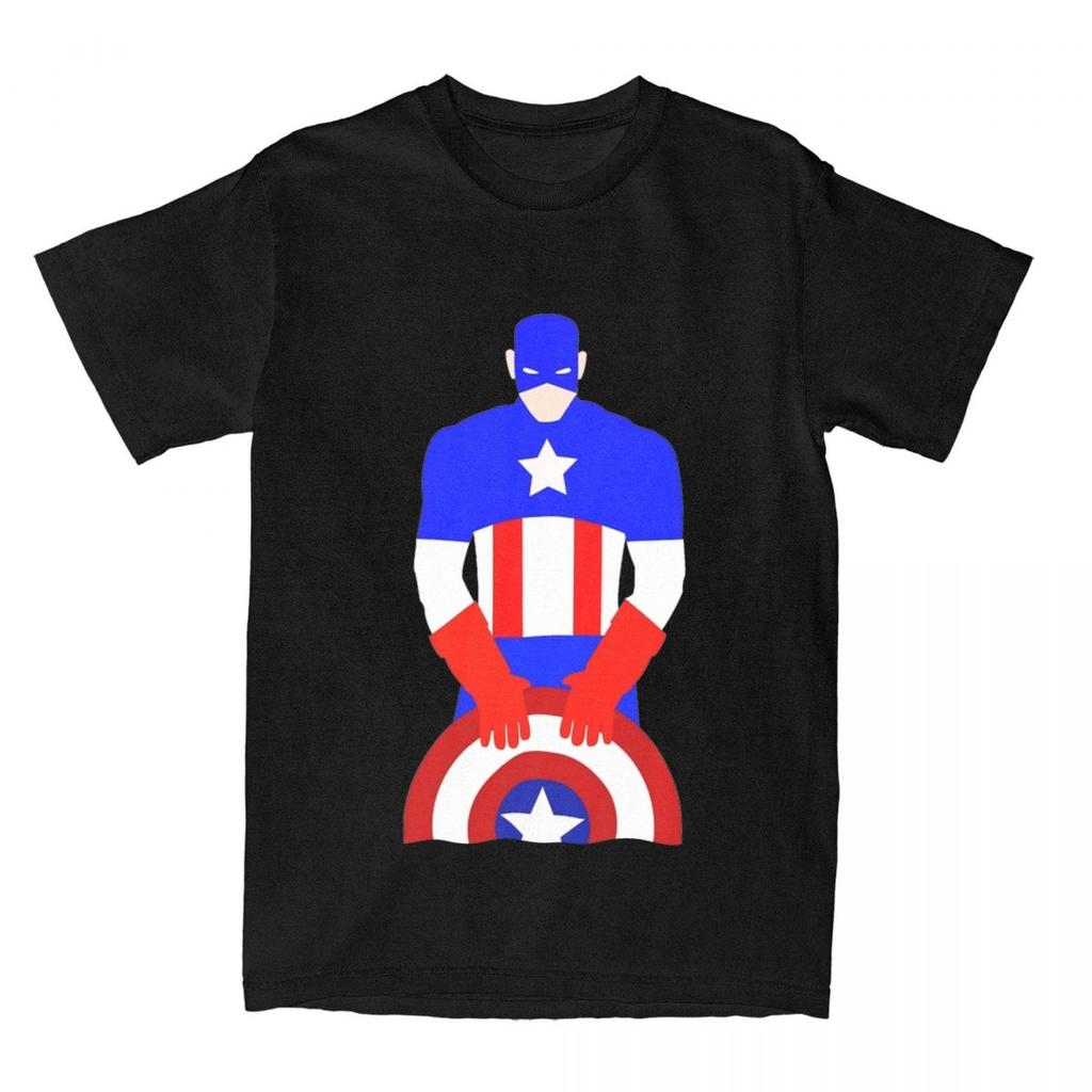 Vintage Hero Captain America Printed T-shirt Men's and Women's Summer Cotton T-shirt Casual Fashion Street Short Sleeve