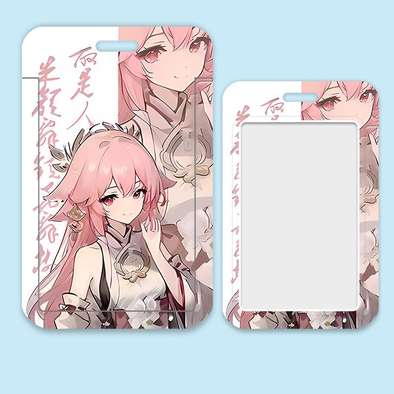Game Genshin Impact Card Sleeve Business Retractable GanYu Credit Card Holders Bank ID Cover Cases Holders Bus Card Organizer