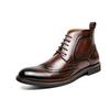 Fashion Italian Style Men's High Top Brogue Shoes Trend Design Men's Workwear Shoes Winter New Ankle Boots Lace Up Pointed Style