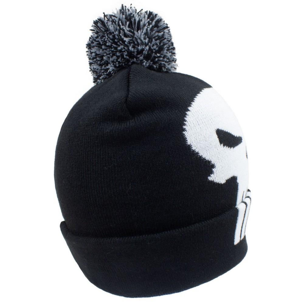 The Punisher Unisex Adult Skull Pom Pom Beanie