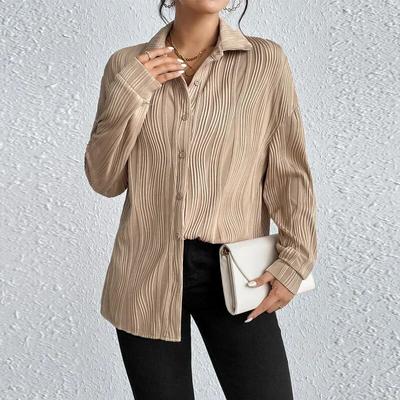 Vintage Umlegekragen Knopf Kleidung Elegant Locker Langarm Bluse Büro Dame Mode Hemd Damen Oberteile Blusas