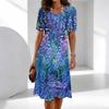 Women's Fashion Graceful Beautiful Flower Print Summer Spring Short Sleeve O-Neck Casual Dresses