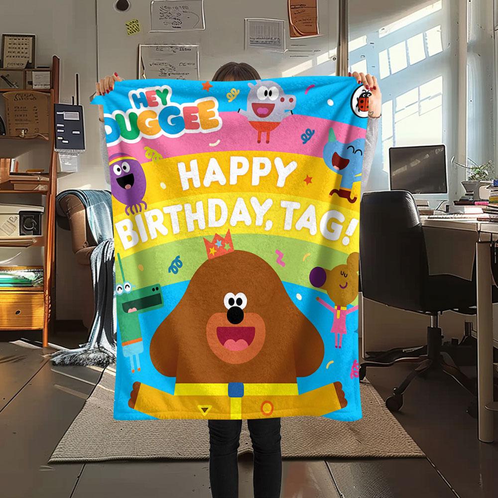 1PC Hey Duggee Patterned Flannel Blanket Suitable For All Seasons for Home Decor Warmth and Comfort Gifts Holiday Present