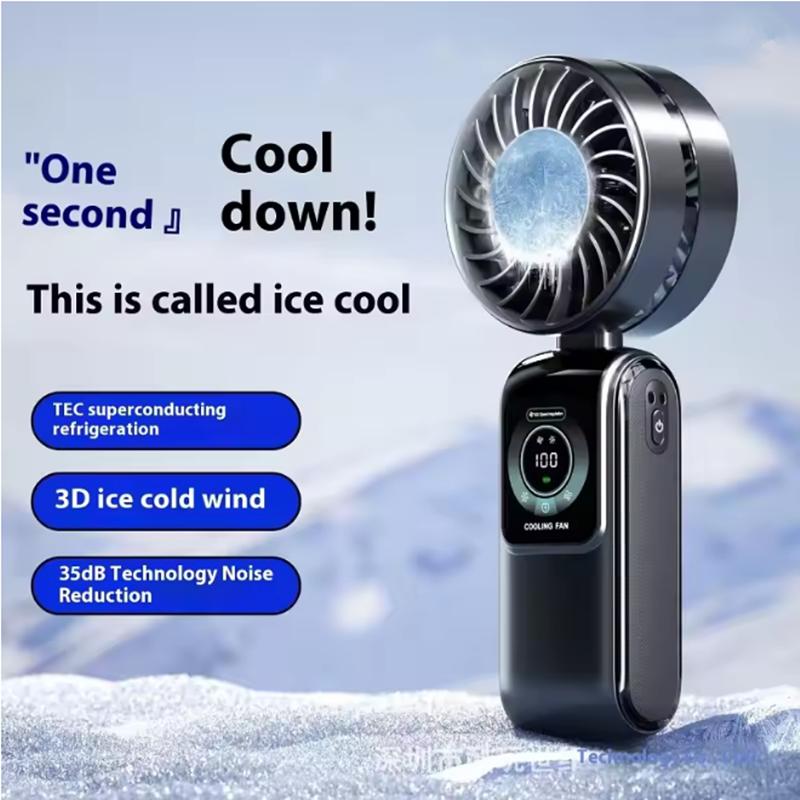 Nový Ledový Kompresor Rychlý Ventilátor Polovodičové Chlazení Ruční Ventilátor Přenosný na Krk Digitální Displej Skládací Ventilátor