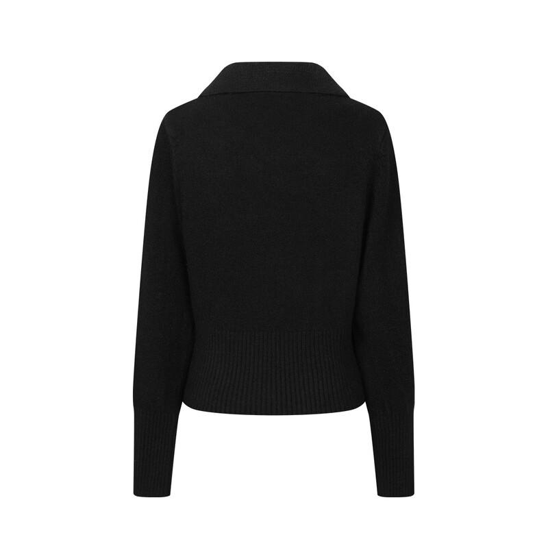 FivePlus Women's Slim Fit V-Neck Knit Sweater with Woven Chain Detail