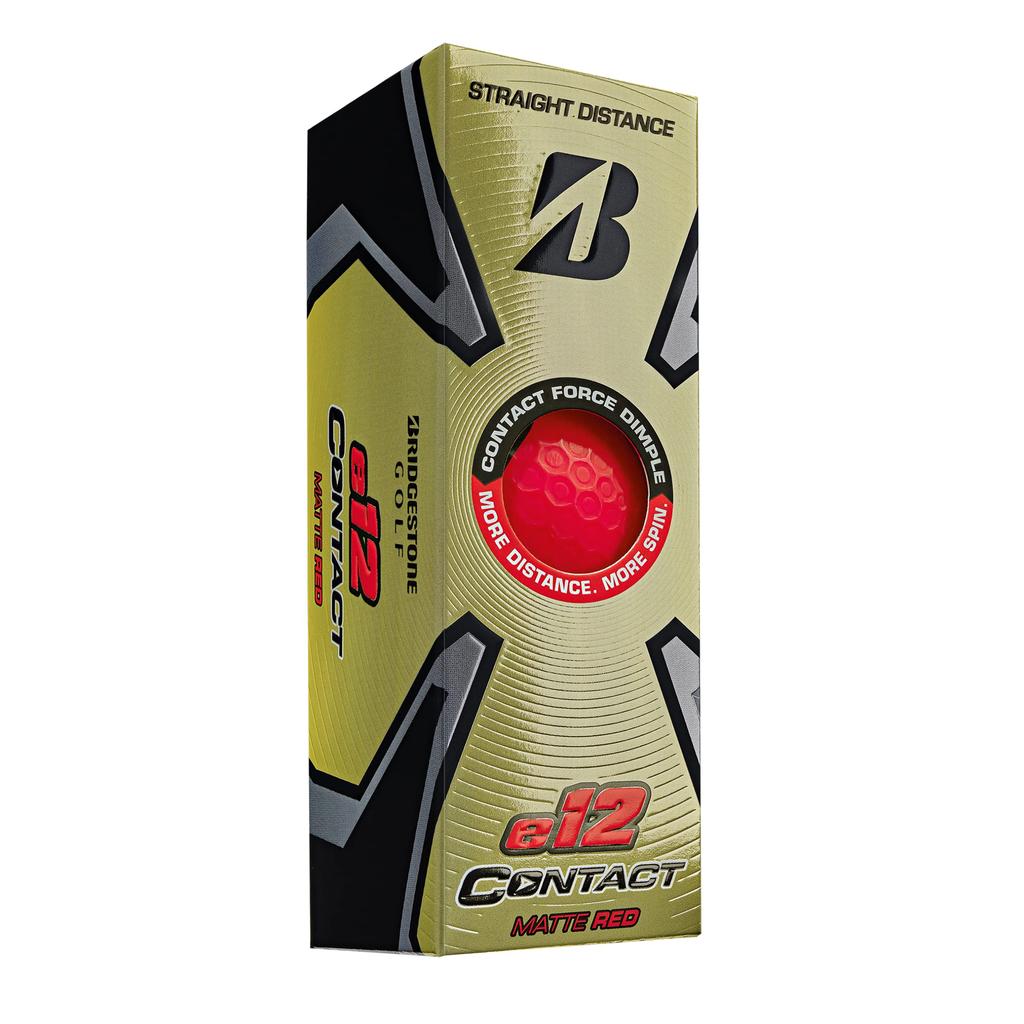 BRIDGESTONE GOLF 2023 e12 CONTACT Golf 1 Dozen USA Red Balls, (12 balls), 3-Piece, Import,